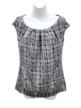 Mexx Business Casual Black & Grey Top Blouse Size: M
